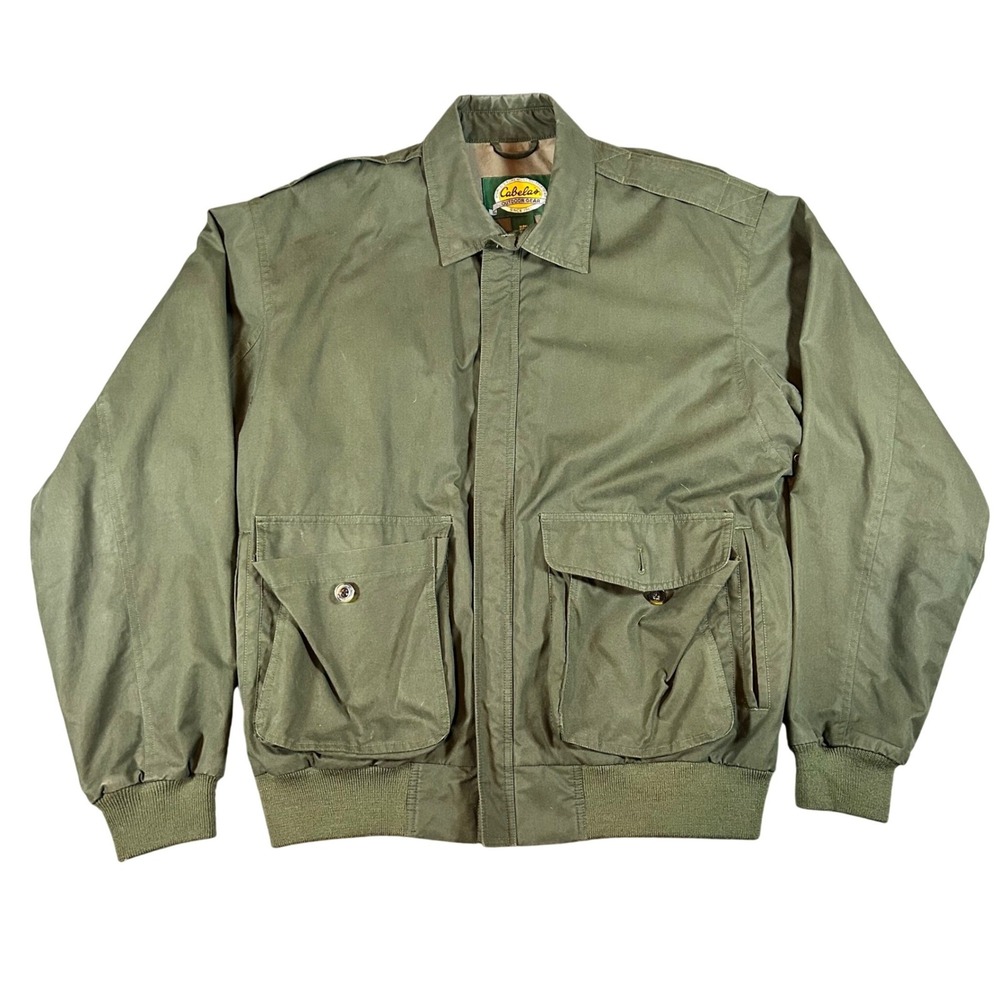 VTG Cabelas Outdoor Gear Mens Large Tall Olive Green Hunting Bomber Field Jacket